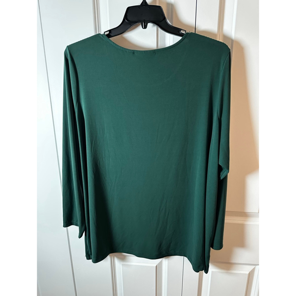 Susan Graver Long Sleeve Tee 3X Dark Green - Picture 2 of 6